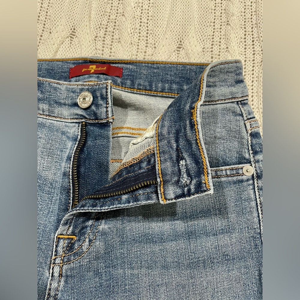 7 For All Mankind Frayed Hem Flare Jeans 24 Blue - Picture 5 of 9